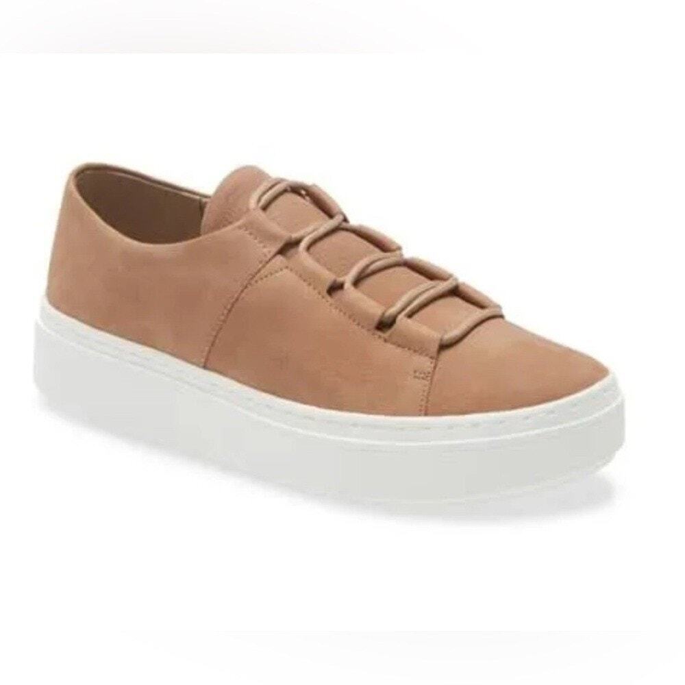 Eileen Fisher Prescot Platform Sneaker in Toffee Cream Nubuck Suede Leather sz 9